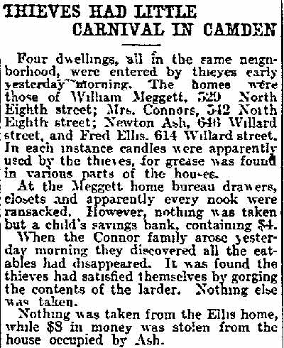 Philadelphia Inquirer, March 5, 1903 — Thieves Had Little Carnival in Camden