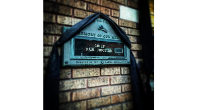 Plaque at the Audubon Fire Department honoring Paul Price