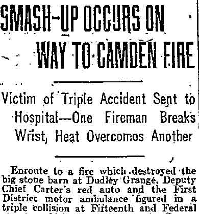 Smash-Up Occurs on Way to Camden Fire — Philadelphia Inquirer July 18, 1914