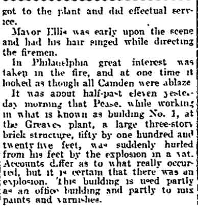 Philadelphia Inquirer, February 18, 1908 — Exciting Scenes Feature Big Fire, page 13