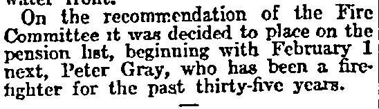 Philadelphia Inquirer, December 27, 1912 — Peter Gray placed on pension list