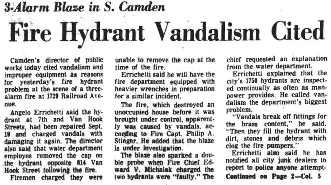 Camden firefighters at 1729 Railroad Avenue fire