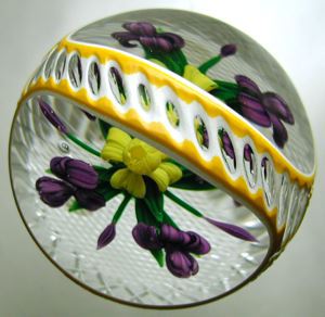 Raymond Banford — Double Overlay with Basket Paperweight, circa 1990