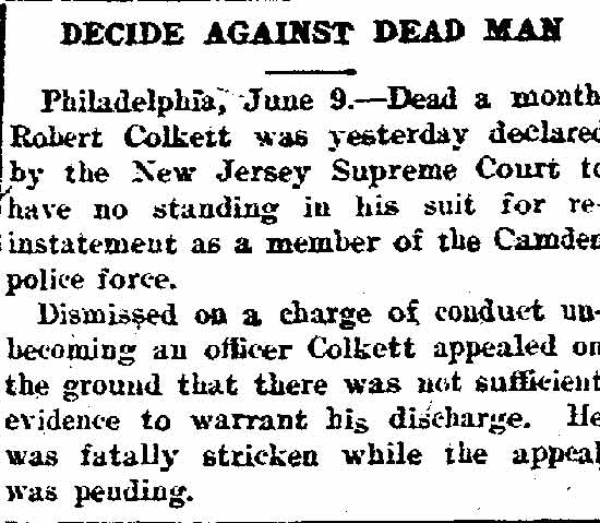 Winston-Salem Journal, June 10, 1911 — Decide Against Dead Man