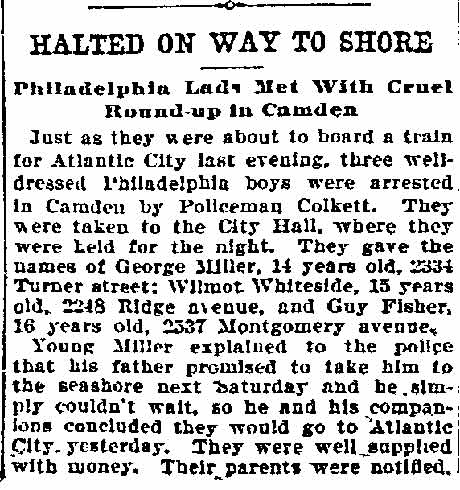 Philadelphia Inquirer, August 10, 1906 — Halted on Way to Shore