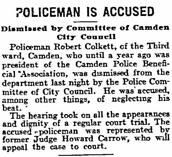 Philadelphia Inquirer August 30, 1910 — Robert Colkett, Howard Carrow