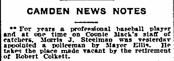 Camden News Notes — Steelman appointed policeman, November 24, 1910