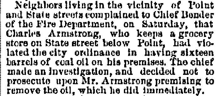 Philadelphia Inquirer July 23, 1888 - Chief Bender investigates coal oil ordinance violation