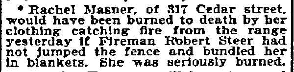 Philadelphia Inquirer, June 20, 1895 — Robert Steer saves Rachel Masner at 317 Cedar Street