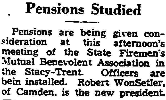Pensions Studied, Trenton Evening Times, October 17, 1938