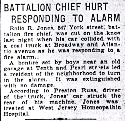 Battalion Chief Hurt Responding to Alarm — Camden Morning Post, November 29, 1930