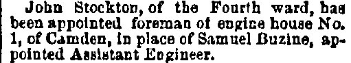 Philadelphia Inquirer, April 21, 1885 — Samuel S. Buzine