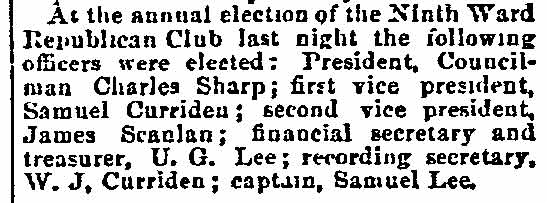 Ninth Ward Republican Club election results, Philadelphia Inquirer, January 8, 1891
