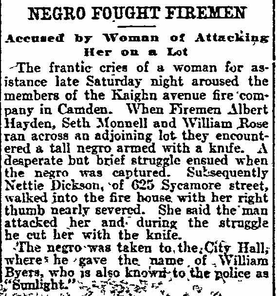 Philadelphia Inquirer, May 21, 1906 — Seth D. Monnell and Engine Company 8