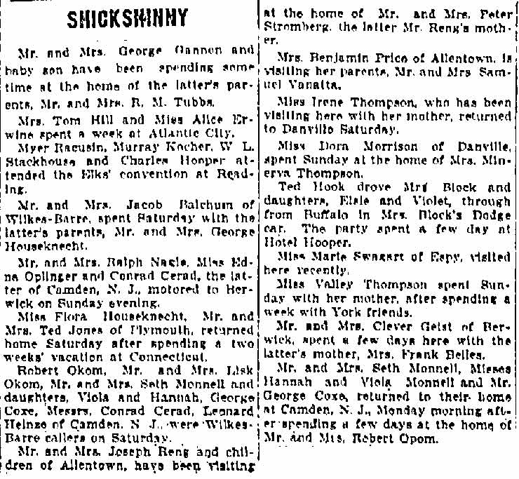 Wilkes-Barre Times, September 5, 1916 — Seth D. Monnell