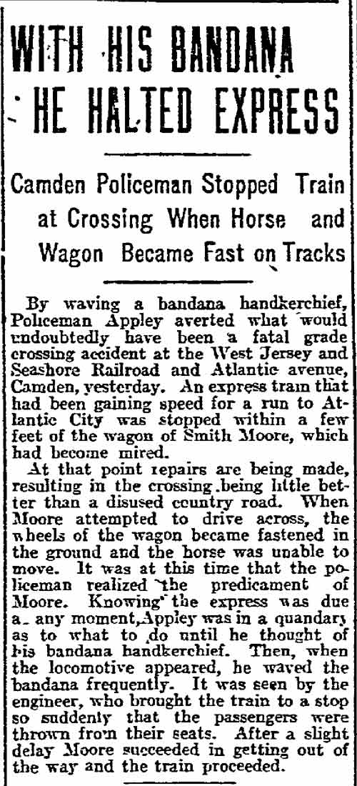 With His Bandana He Halted Express — Philadelphia Inquirer, September 20, 1911