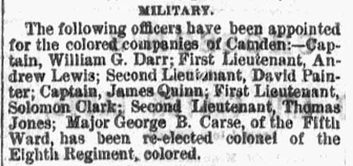 Military appointments, Philadelphia Inquirer, November 28, 1872