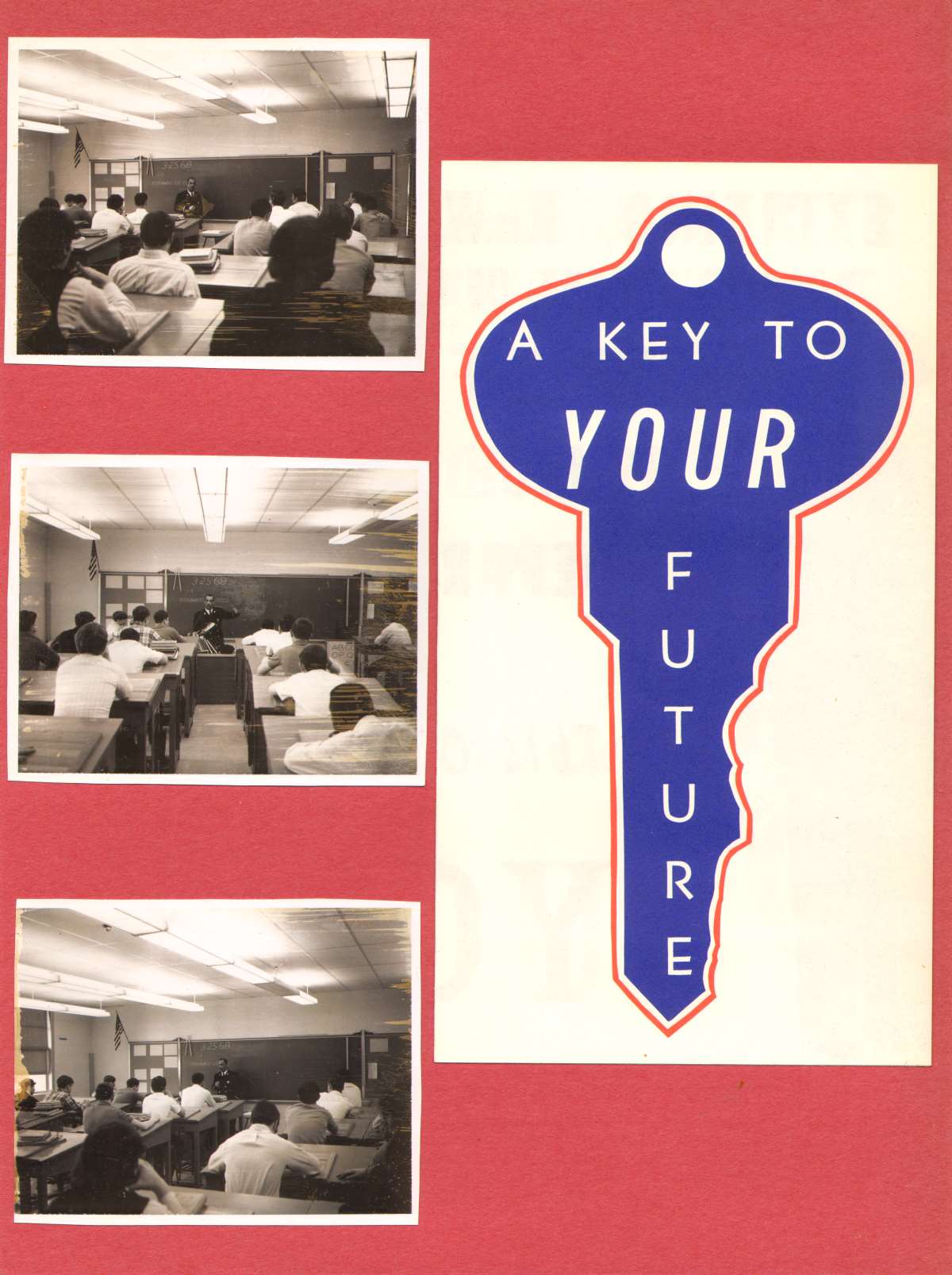Photo montage: Captain Primas teaching fire prevention with A Key to Your Future program materials