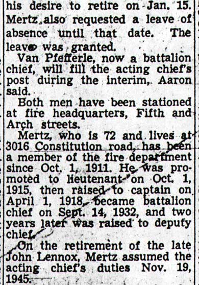 Van Pfefferle Acting Head Of Fire Dept. (continued)