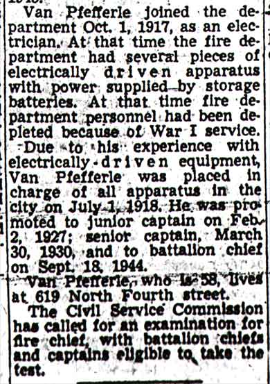 Van Pfefferle Acting Head Of Fire Dept. (continued)