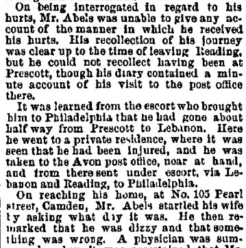 Philadelphia Inquirer, January 14, 1885 — Postal Inspector Hurt, part 2