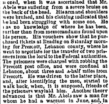 Philadelphia Inquirer, January 14, 1885 — Postal Inspector Hurt, part 3