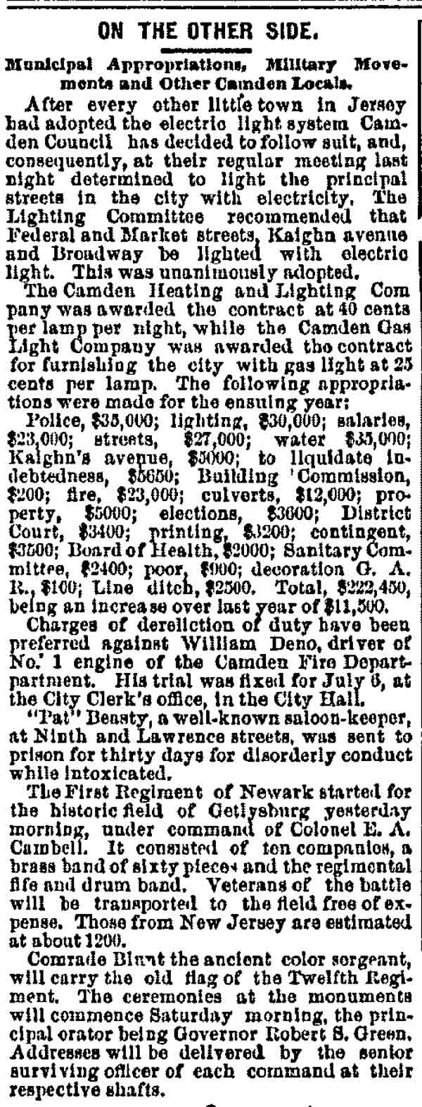 Philadelphia Inquirer article noting charges against William Deno, June 29, 1888