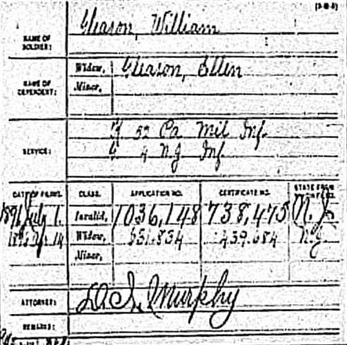 Civil War pension record for William Gleason