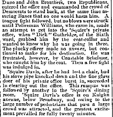 Philadelphia Inquirer article: Politicians in a Fight, March 13, 1889 (page 2)
