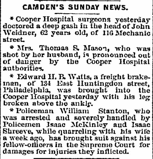 Philadelphia Inquirer March 7, 1892 — Camden's Sunday News