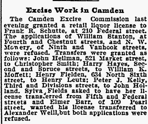 Philadelphia Inquirer, July 7, 1898 — Excise Work in Camden