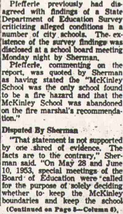Pfefferle Disputed By Sherman on School Hazard (continued)