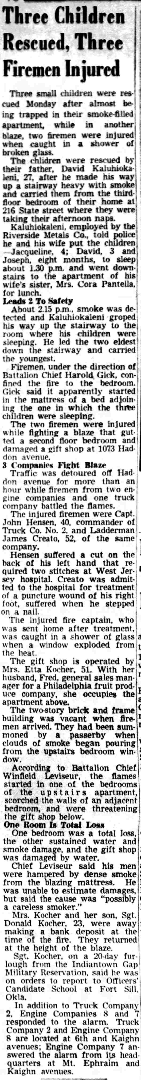 Fire coverage, November 6, 1951