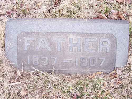 Gravestone of William A.H. White, Evergreen Cemetery, Camden. The stone reads FATHER 1837-1907.