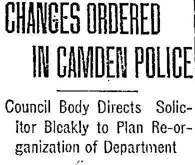 Philadelphia Inquirer, November 26, 1922 — Camden police retirement article
