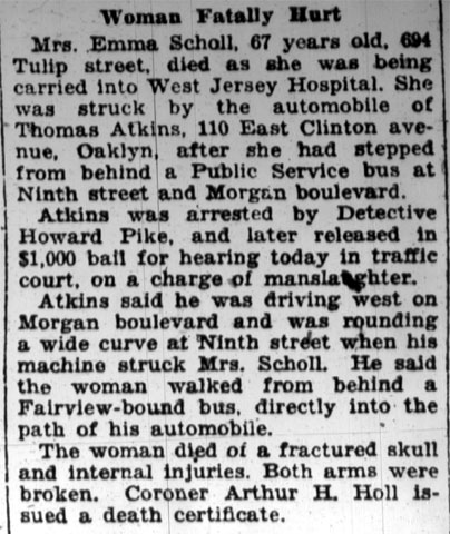 Woman Fatally Hurt — Emma Scholl struck at Morgan Boulevard