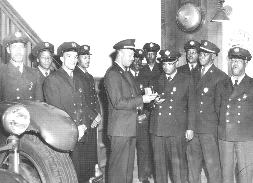 Roll call at the housewatch desk of Engine Company 1, September 1954