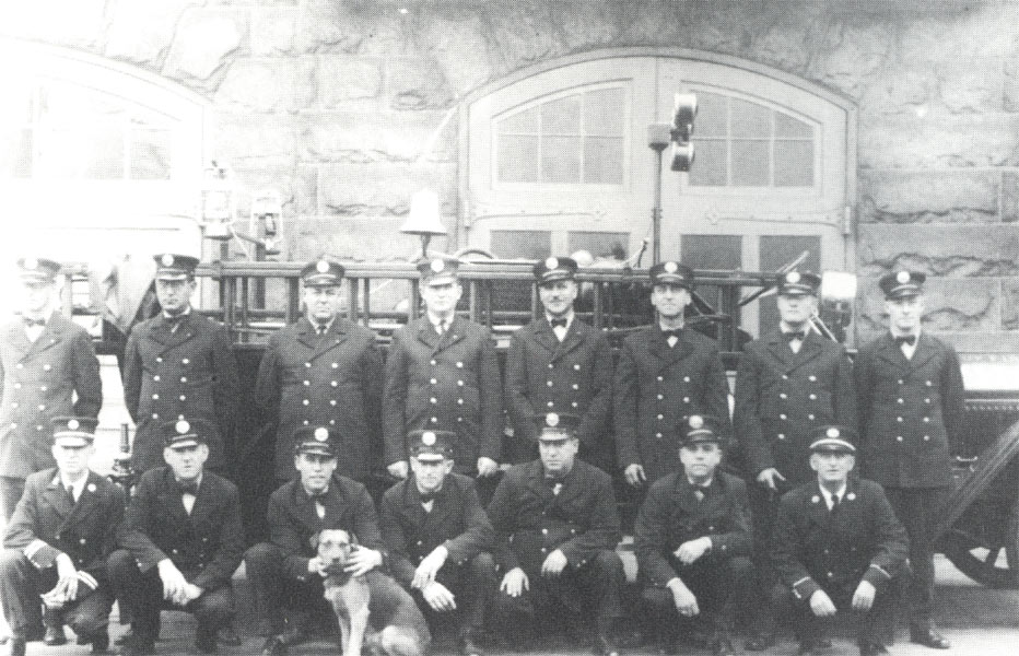 Fire Mascot Jack with Engine Company 2 and Ladder 1, early 1930s