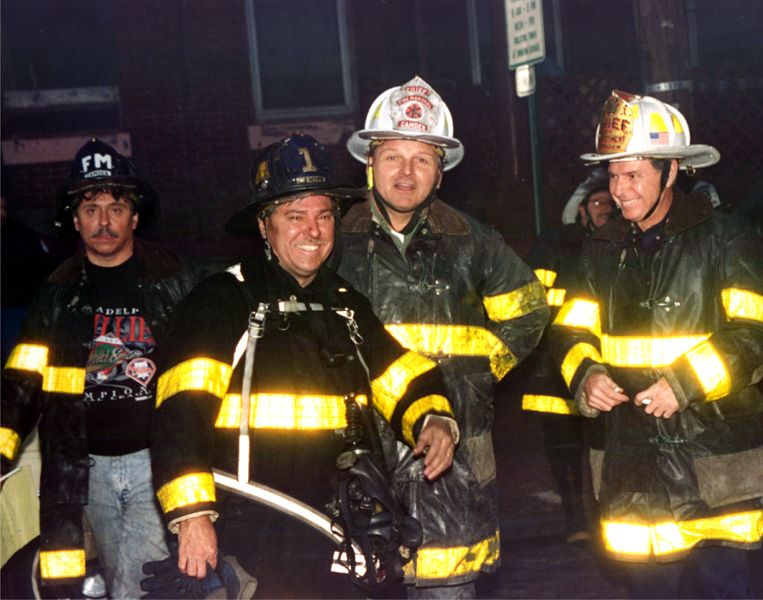 Kenneth Penn with fellow Camden fire fighters in South Camden, 1994, from the Camden Fire Department 125th Anniversary book