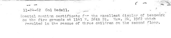 Albert Edwin Barker citation for rescue of three children