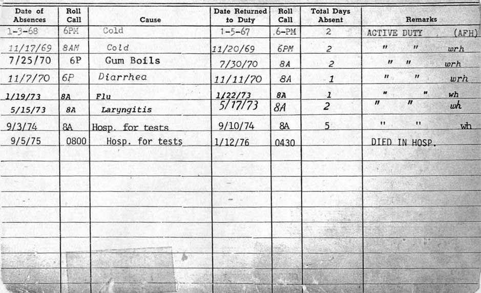 Fire Department service card, page 3