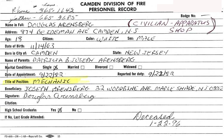 Douglas Arensberg memorial card