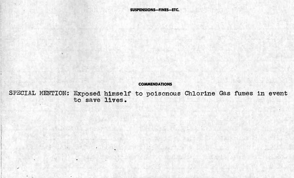 Camden Fire Bureau Personnel Card — Commendations for Harry Wagner Jr.