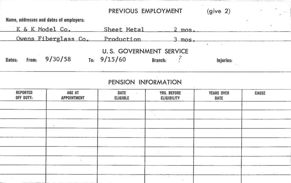 Camden Division of Fire Personnel Record for Thomas Stammerjohann (previous employment)