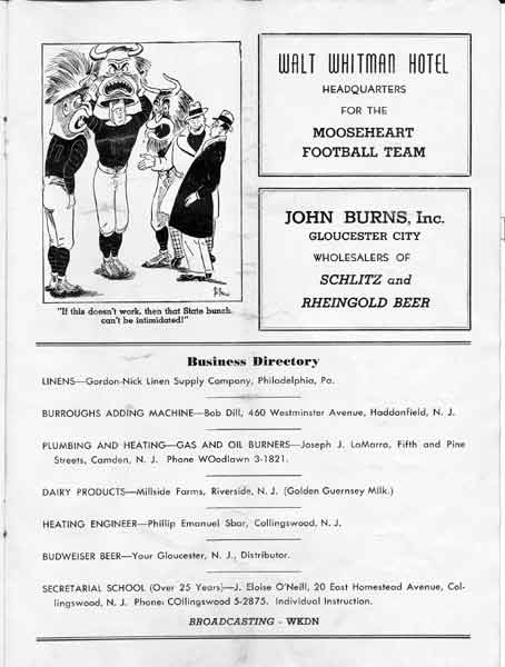 1950 football program, page 11