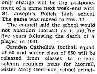 Gettysburg Times — Camden Catholic football, October 18, 1950