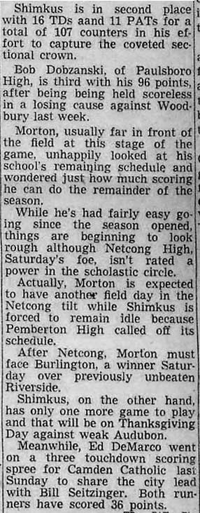Camden Catholic scoring race — newspaper clipping continued