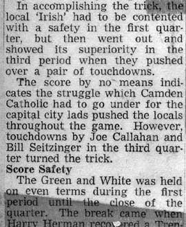 Camden Catholic vs. Trenton — newspaper clipping continued