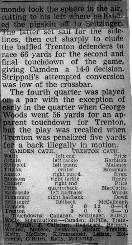 Camden Catholic vs. Trenton — newspaper clipping continued