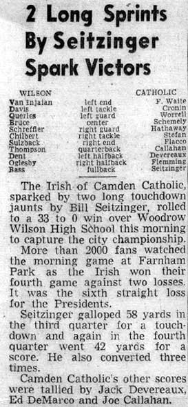 Camden Catholic vs. Woodrow Wilson — newspaper clipping continued
